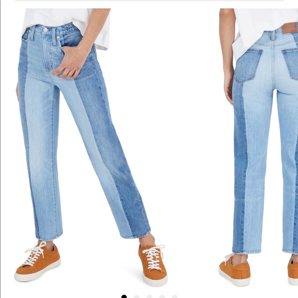 Madewell two tone reconstructed classic straight jean